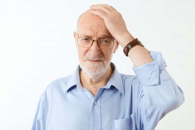 People, aging and health problems concept. Frustrated unhappy el